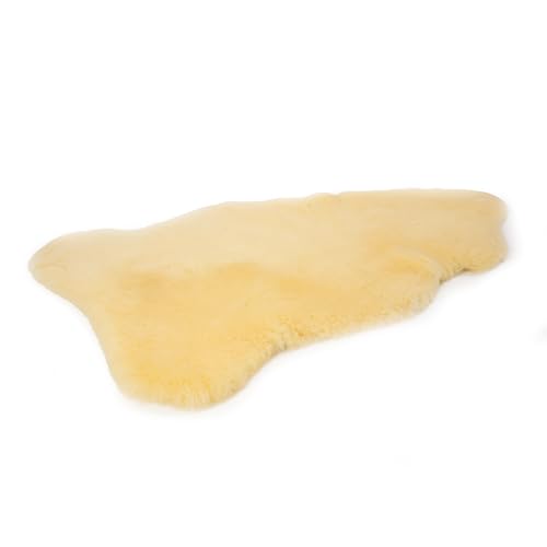 HOME LAMB Medizinisches Lammfell Relugan 100-110 cm - Weich Schaffell Echt - Natürliche Lammfell Teppich Wohnzimmer - Flauschig - Deko Fell Schlafzimmer - Naturfell