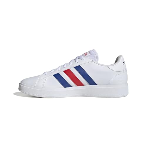 adidas Herren Grand Court Base 2.0 Shoes, Cloud White / Royal Blue / Vivid Red, 43 1/3 EU