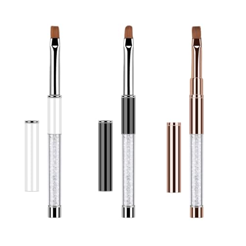 HJZHII 3 Stück Pinsel für Gelnägel,Nagel Pinsel,Gel Nägel Zubehör Nagelpinsel UV Strassgriff Gel Nagelkunstpinsel Malpinsel Werkzeug Nagelkunst Liner Punktierstift Geschenk für Mädchen Frauen