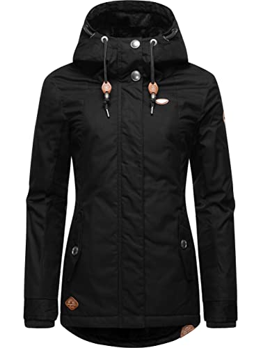 Ragwear Damen warme Kurze Winterjacke mit Kapuze Monade Intl Black22 Gr. S