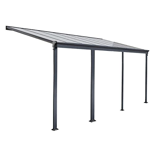 Home Deluxe - Terrassenüberdachung Solis - Grau - B/T/H: 618 x 303 x 226/278 cm - inkl. Hohlkammerplatten, Montagematererial I Carport Pavillion Pergola