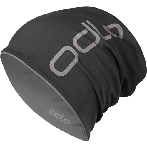 Odlo Mütze für Herren und Damen Reversible | Odlo Steel Grey - Schwarz | Einheitsgröße | Winter Sportmütze | Beanie