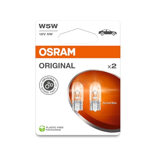 Osram ORIGINAL LINE 12V, W5W, signal lamp, Glass Wedge Base, Double Blister (2 lamps), white