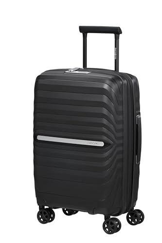 Samsonite Neo Flux - Spinner S Slim, Erweiterbarer Handgepäck, 55 cm, 39/45 L, Schwarz (Black)