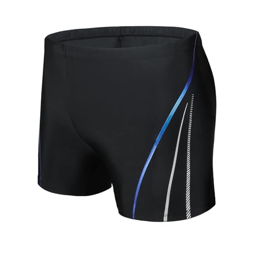 AMZSPORT Badehose Herren Kurz Schwimmhose Eng Wassersport Badeshorts mit Tunnelzug, Schwarz XL
