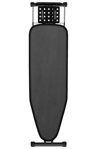 Hazeatte Jumbo Bügelbrett 120 x 38 cm Volle Größe Bügelbrett mit Bügeleisenablage, verstellbare Höhe bis zu 95 cm, Faltbarer und Faltbarer Bügeltisch schwarz