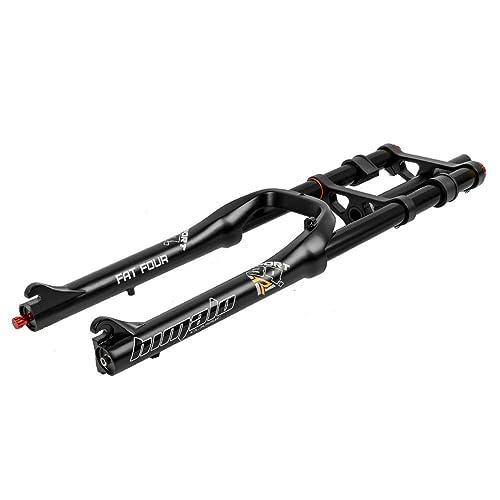 HIMALO 26 Zoll Fahrrad Federgabel 4,0'' Reifen Fette Gabel Gerade Doppelte Schulter Downhill MTB Luftgabel Federweg 160mm Zugstufe Einstellbar Manuelle Sperre(Black)