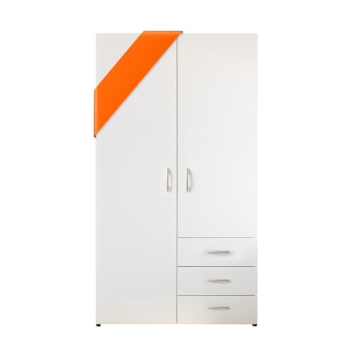 HARRY Kleiderschrank Weiß - Vielseitiger Drehtürenschrank 2-türig für Ihr Schlafzimmer - 101 x 176 x 51 cm (B/H/T)