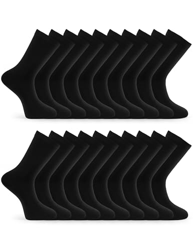 Basic Treasure 20 Paar Socken Herren 43-46, Soft Baumwolle, Schwarz, Herren und Damen, Socks Herren 43-46 für Business, Sport und Alltag, 2x 10er Paarpackung