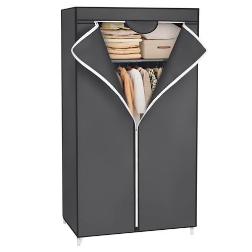 SONGMICS Kleiderschrank, Faltschrank mit Kleiderstange, 75 x 45 x 160 cm
