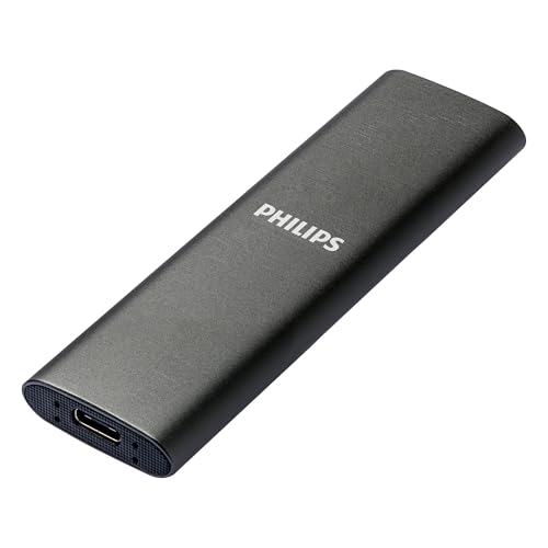 PHILIPS Externe Portable SSD 250 GB - Ultra Slim SATA Ultra Speed USB-C, Lesegeschwindigkeit bis zu 540 MB/s, Aluminium