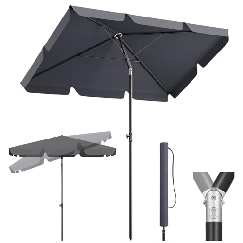 Sekey Sonnenschirm Balkon 200x125 cm Knickbar, Höhenverstellbarer Rechteckschirm, UPF50+ Sonnenschutz, Inkl. Schirmhülle, 2-in-1 SET Sonnenschirme + Sonnenschirmhülle für Balkon, Terrasse & Garten