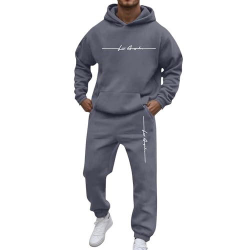 Trainingsanzug Herren Einfarbig Y2k Hoodie Langarm Hausanzug 2-Teilig Fitness Kapuzenpullover Jogginghose Zweiteiler Gym Set Tracksuit Sportanzug Freizeitanzug Sport Klamotten Baggy Jogginganzug