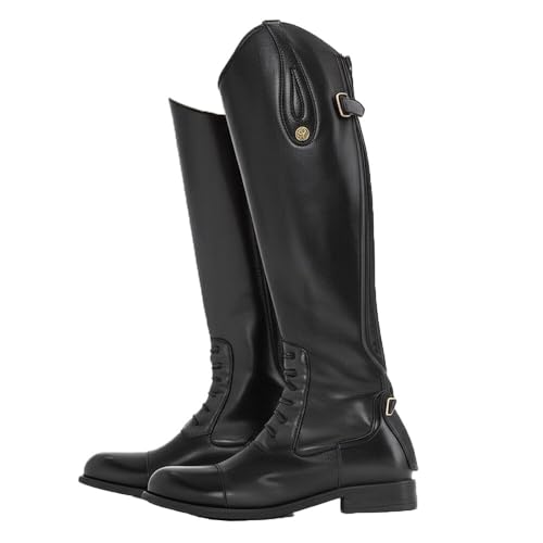 YUMALI Reitstiefel Für Damen, Weiche Lederstiefel Mit Reißverschluss Hinten Für Anfängerinnen, Lange Reitstiefel Für Mädchen (40,Black)