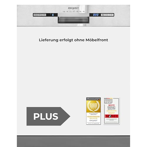 Exquisit PLUS Einbaugeschirrspüler | 13 Maßgedecke, Energieklasse E, 47 dB(A) | vollintegriert, 7 Programme, Eco, Intensiv, Kurz, Extra-Trocknung, Startzeitverzögerung | EGSP2113-EB-030E inox