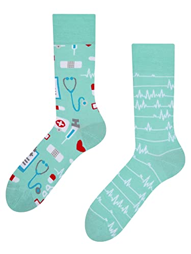 Dedoles Socken Unisex Damen Herren & Kinder Baumwolle viele lustige Designs 1 Paar Geschenk links rechts verschieden, Farbe Blau, Motiv Medizin, Gr. 39-42