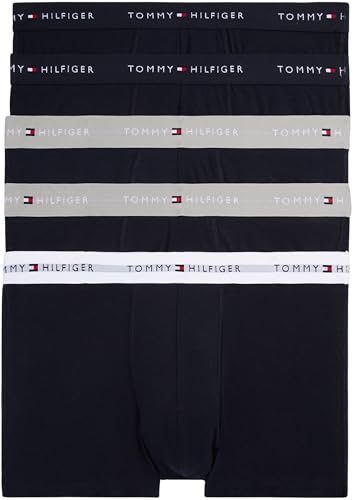 Tommy Hilfiger Herren 5er Pack Boxershorts Trunks aus Baumwolle, Schwarz (des Sky/Antique Silver/White), XL
