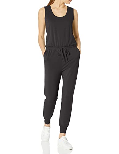 Amazon Essentials Damen Studio Jumpsuit aus Frottee-Fleece (Erhältlich in Übergröße), Schwarz, Größe XL