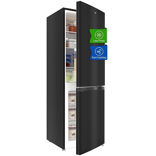 CHIQ Kühlschrank Freistehend 157L(109L/48L), 4 Sterne Gefrieren| 47 cm Breit, XL Box| Leise 39dB, 152 kWh/Jahr | LED Litcht | für Wohnungen, Schlafzimmer, CBM159LEBD Schwarz