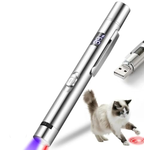 TechNest Laser LED Pointer für Katzen, Hunde & Kätzchen – 7-in-1 interaktives Katzenspielzeug mit Display, 5 Muster, USB-wiederaufladbar
