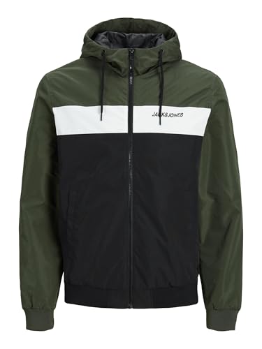 JACK & JONES Herren Jjerush Blocking Hood Bomber Jacke, Forest Night, XL EU