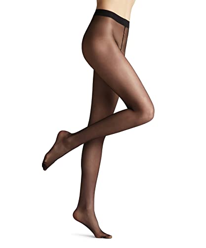 FALKE Damen Strumpfhose Seidenglatt 15 DEN W Ti transparent einfarbig 1 Stück, Schwarz Black 3009, L