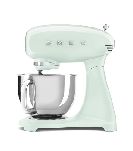 Smeg, SMF03PGEU Küchenmaschine, 10 Geschwindigkeitsstufen, Planetenrührwerk, Sicherheitsabschaltung, 2 Rührbesen, Kugelgriff aus Edelstahl, 800 W, Pastellgrün