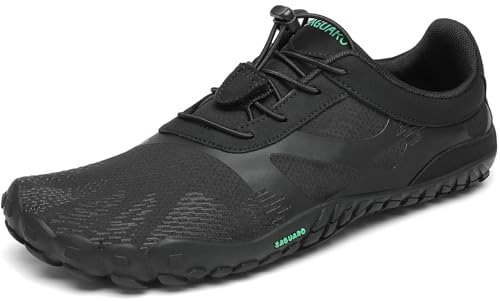 SAGUARO Barfußschuhe Damen Herren Zehenschuhe Traillaufschuhe Weich Bequem Barfussschuhe Fitnessschuhe Männer Frauen Trainingsschuhe für Joggen Laufen Wandern, Schwarz, 42 EU