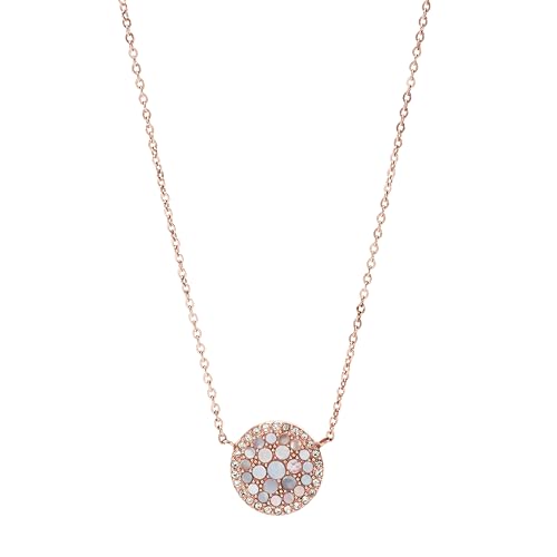 Fossil Halskette Für Frauen, 40,6 cm Länge, 5,1 cm Verlängerung Rosa, Rose Gold Perlmutt, Edelstahl Halskette, JF01740791