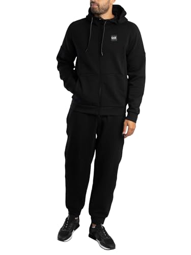 EA7 Herren Trainingsanzug Mit Reißverschluss Und Kapuze Und Box-Logo, Black, S