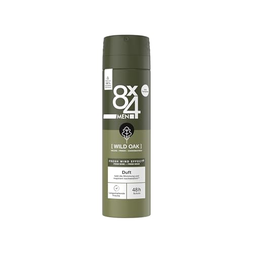 8X4 Men Wild Oak Deospray, Deodorant für Männer mit maskulin-holzigem Duft, Sprühdeo mit zuverlässigem 48h Anti-Transpirant-Schutz (150 ml)