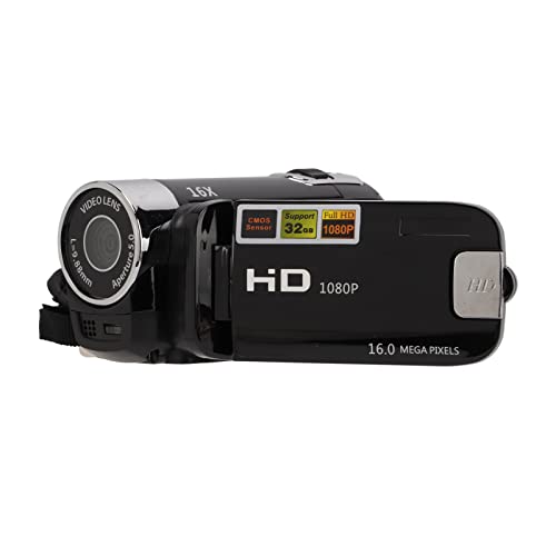 Greensen 4K 48MP Digital Video Camera Camcorder, 16X Digitalzoom Kamera Video Recorder 2,7 Zoll 270° drehbarer Bildschirm Videokamera für Anfänger und (Black)