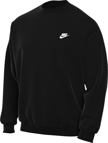 Nike Herren Club Ft Crew Sweatshirt, Black/White, M