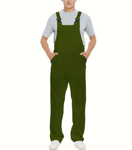 WORK IDEA Latzhose für Herren, Arbeitskleidung, modisch, leicht, mit Taschen, Grün (Army Green), 5XL