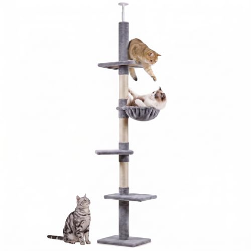 PawHut Kratzbaum Deckenhoch 230-260 cm für Kleine & Große Katzen Grau