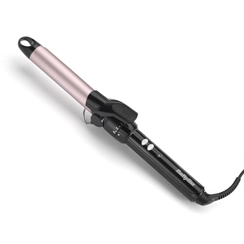 BaByliss 25mm Lockenstab – Satin Touch Beschichtung, 10 Wärmestufen, professionelles Styling-Tool mit integriertem Standfuß, Schwarz & Pink, C325E