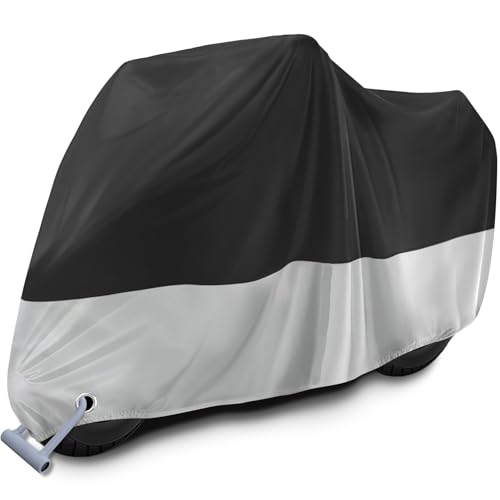 Motorrad Abdeckplane, Motorradabdeckung Wasserdicht Winterfest Staubdicht UV-Schutz mit Schlossloch, Outdoor Abdeckplane Motorrad für Motorroller Roller Moped, 245cmx105cmx125cm