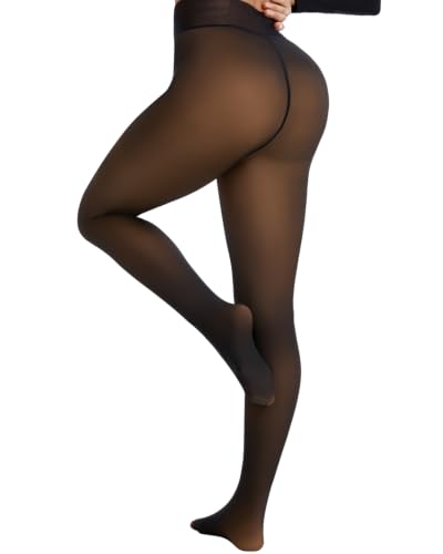 Tyusatu Thermo Strumpfhose Damen Winter,230g Thermo Leggings Gefütterte Thermostrumpfhose Hautfarbe warme dicke fleele tights