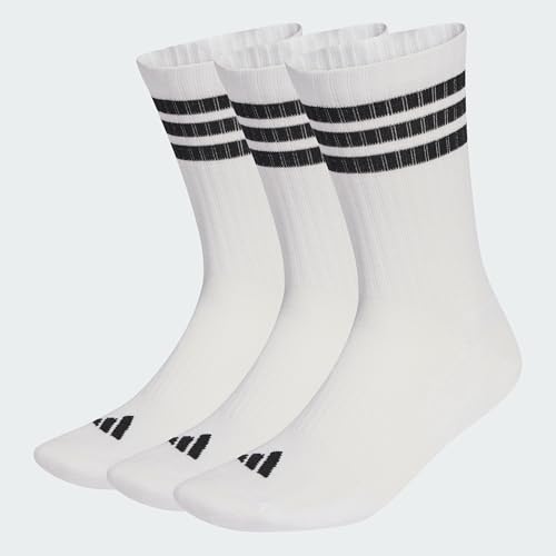 adidas Unisex 3STRIPES CUSHIONED SPORTSWEAR CREW SOCKS 3 PAIR PACK, white/black/black, 40-42