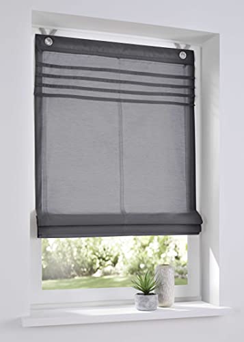 Raffrollo / Ösenrollo Kessy Biese grau 45*140 cm
