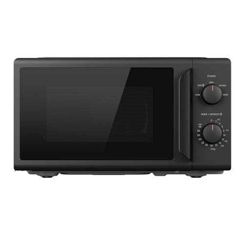 Comfee CMO-MP012ND(BK) Mikrowelle, 20L kompakt in Schwarz, 700W Mikrowelle klein mit 5 Leistungsstufen, Drehteller, Auftaufunktion für Singles, Studentenwohnheim & kleine Küchen