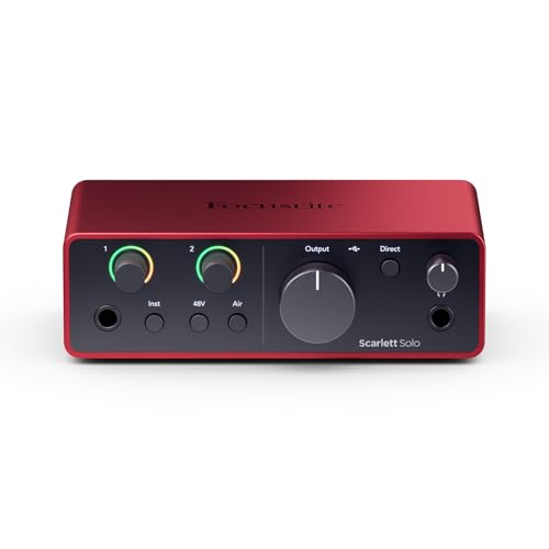 Focusrite Scarlett Solo 4. Gen USB-Audio-Interface für Gitarristen, Sänger und Produzenten — Aufnahmen in HiFi-Studioqualität sowie sämtliche Software, die Sie zur Aufnahme benötigen