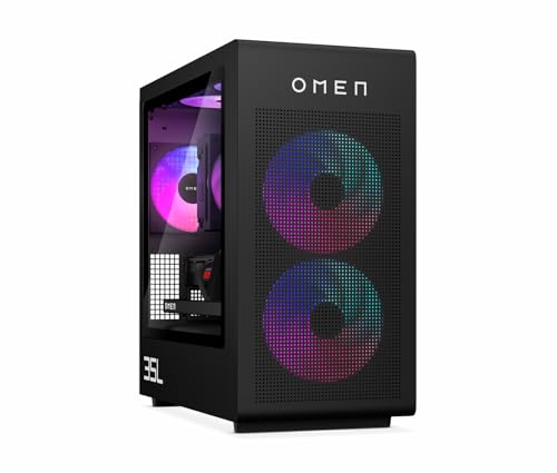 HP Omen GT16-1279ng 35L Gaming Desktop PC, AMD Ryzen 7 9800X3D, 32GB DDR5-SDRAM, 2TB SSD, NVIDIA GeForce RTX 5070 Ti, Tower PC, Windows 11 Home, Black Metal