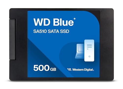 WD Blue SA510 SATA SSD 500 GB 2,5 Zoll (Lesen bis 560 MB/s, Schreiben bis 510 MB/s, Upgrade für PC/Laptop, dreimonatiges Probeabo von Dropbox Professional, Western Digital SSD Dashboard)
