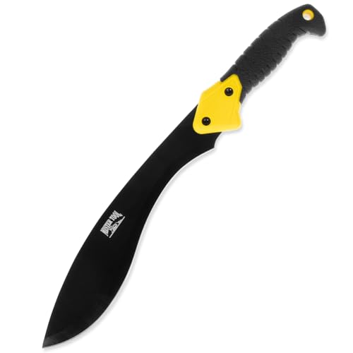 MISTER TOOL Gartenmachete, Länge: 49,2cm, Buschmesser Haumesser Hackmesser Axt, mit geschwungener Klinge, inkl. Aufbewahrungstasche, rostfreier Stahl, ergonomischer TPR-Griff