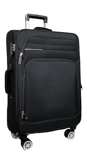 MY TRAVEL BAG Stoff Reisekoffer Trolley Erweiterbar mit Zwillingsrollen (M/L/XL/XXL oder 4er Set) Weichgepäck (Schwarz, Handgepäck (55cm))