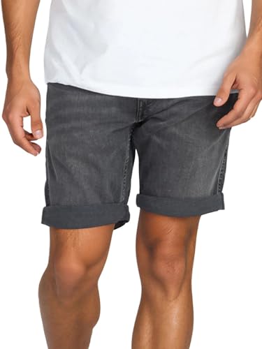 Replay Jeans Shorts Herren Stretch Kurz Slim Fit New Anbass Kurze Hosen Bermuda Shorts Sommer Denim Einfarbig, Farbe:Black Delave (099), Weite:34W