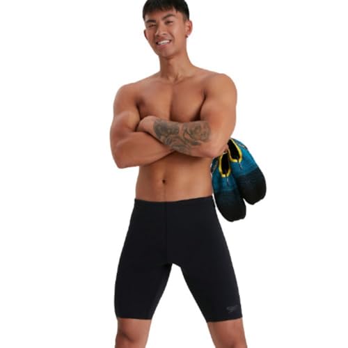 Speedo Herren ECO Endurance + Schwimmhose | Chlorbeständig | Recyclingmaterial | Bequeme Passform | Schwimmtraining | Fitness Schwimmbekleidung, Schwarz, 32