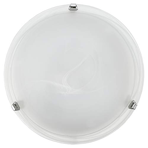 EGLO Deckenlampe Salome, 1 flammige Deckenleuchte klassisch, Wohnzimmerlampe aus Metall und Alabaster-Glas, Küchenlampe in Chromfarben, Weiß, Flurlampe Decke mit E27 Fassung, Ø 30 cm