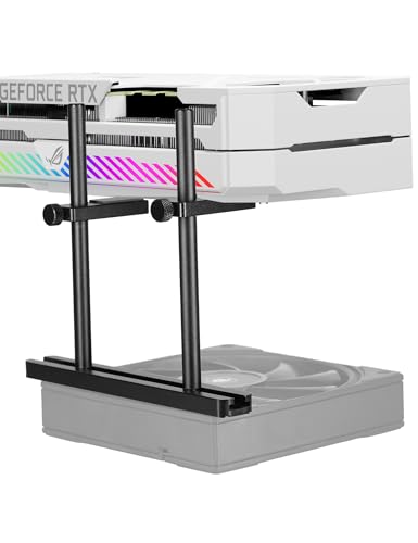 upHere GBS2 Grafikkarten Halterung,Gleitschiene,Doppelstange,GPU Höhenverstellbare,Verschiebbar,GPU Halterung,Grafikkarten Halter für Computerkomponenten,GPU Support,Aluminium(128 mm)